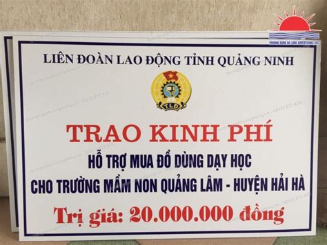 Làm biển trao tặng giải thưởng ở Quảng Ninh biển decal cán formex