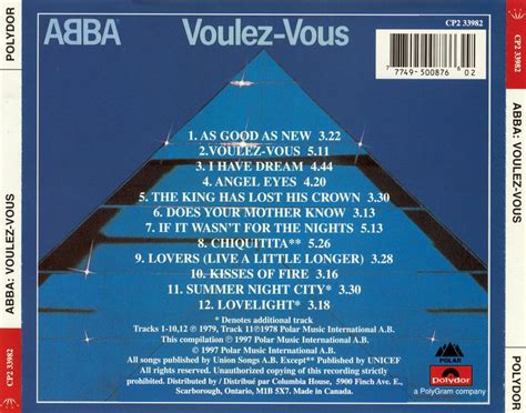 Car Tula Trasera De Abba Voulez Vous Portada