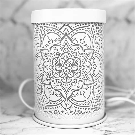 Electric Wax Melt Warmer White Mandala 4 Free Wax Melts Flicker