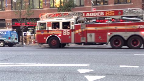 Fdny Ladder 25 Taking Up After Call On W 59th St On The West Side Of Manhattan New York City