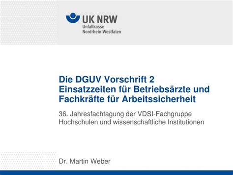 PPT DGUV Vorschrift 2 Einsatzzeiten für Betriebsärzte und