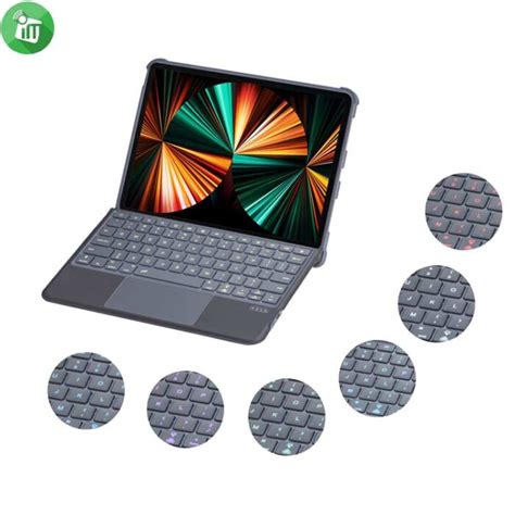 T D Smart Bluetooth Keyboard Leather Case With Touchpad And Light