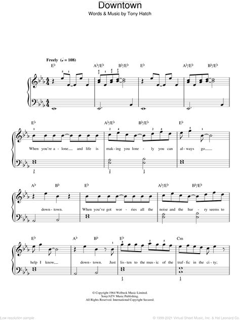 Downtown Sheet Music For Piano Solo Pdf Interactive V2