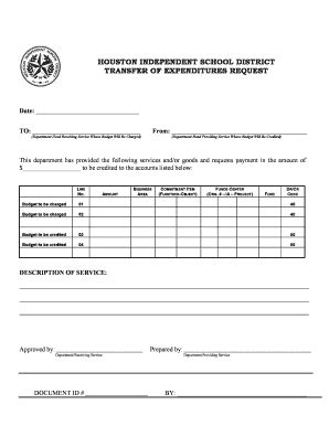 Fillable Online Transfer Of Expenditure Form Fax Email Print Pdffiller