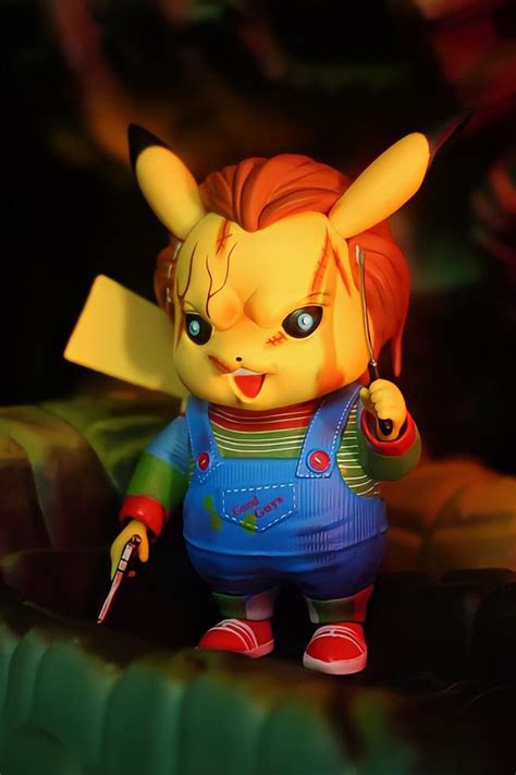 Estátua Boneco Pikachu Chucky Pokemon Boneco Assassino Halloween