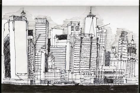 Manhattan Skyline Sketch at PaintingValley.com | Explore collection of ...