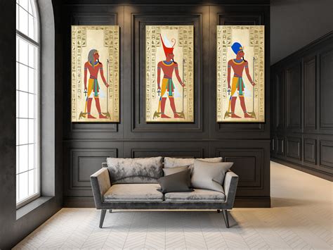 Ancient Egyptian Pharaoh Decor Canvas Egypt Religion Gods Etsy