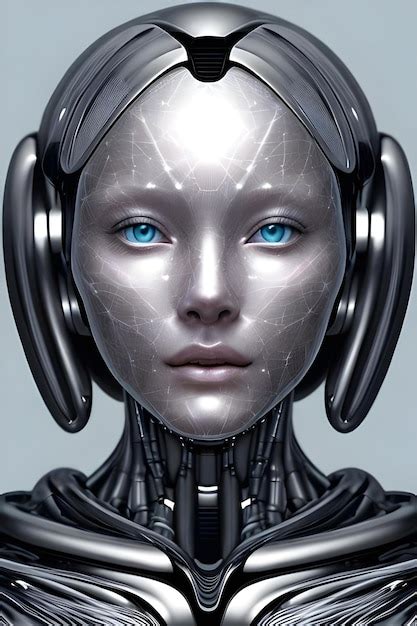 Un Robot Femenino Con Ojos Azules Foto Premium