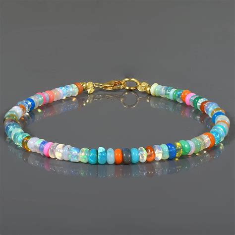 Natural Ethiopian Opal Beads Bracelet Multi Fire Opal Bracelet Disco