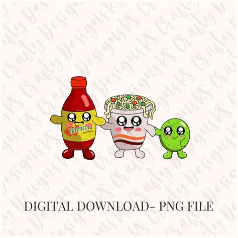 The Trio Animated Png Maruchan Salsa Valentina Y Limon Png Etsy