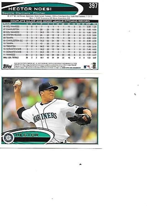 Hector Noesi Topps Baseball Card Seattle Mariners Card Lot