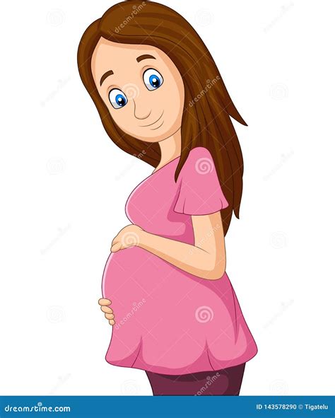 Cartoon Pregnant Woman on White Background Stock Vector - Illustration ...