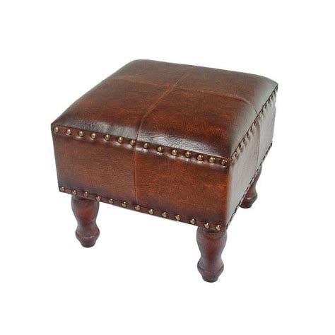 Square Faux Leather Ottoman In Brown Ywlf 2529 Br