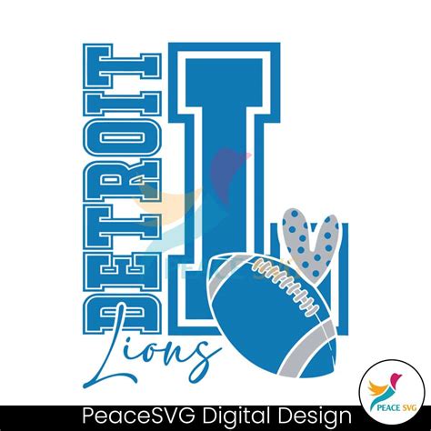 Retro Football Heart Detroit Lions SVG Clipart PeaceSVG