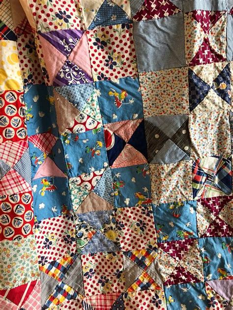 Vintage Feedsack Quilt Top Quilts Quilt Top Vintage Quilts