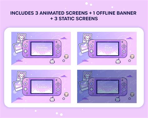 Animated Twitch Overlay Lofi Switch Desk Twitch Screens Twitch Scenes Cozy Gamer Purple