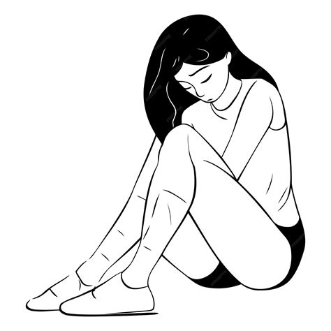 Premium Vector Sad Woman Sitting On The Floor Of A Sad Woman