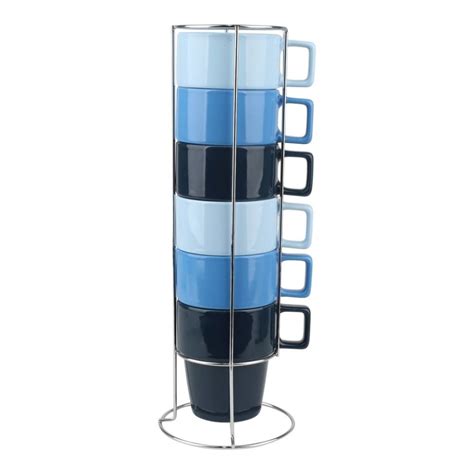 Set De Tazas Mainstays Con Rack Apilables Piezas Walmart