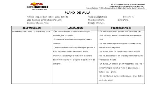 Plano De Aula Futsal Pdf RETOEDU