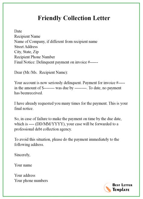 Debt Recovery Letter Before Action Template