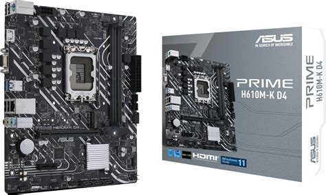 Asus Prime H610m K D4 Intel H610 Socket Alder Lake Lga 1700 Micro Atx Desktop Motherboard Wootware