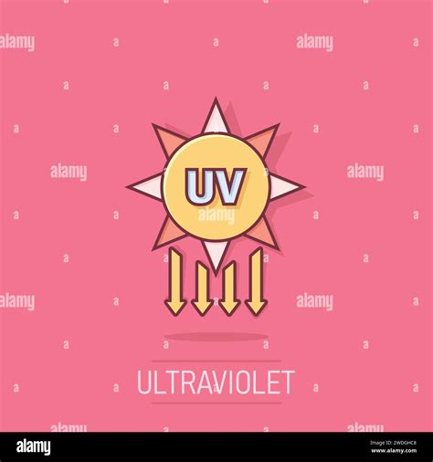 Uv Radiation Icon In Comic Style Ultraviolet Cartoon Vector