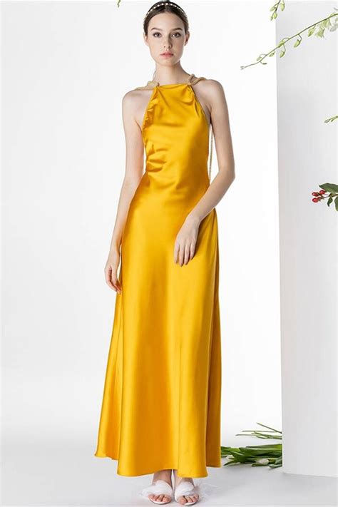 Backless Mustard Yellow Long Dress Joyofdress