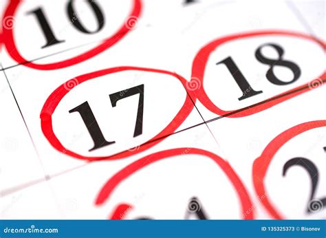 Red Circle Marked With Pen On A Calendar Sheet Stock Image Image Of