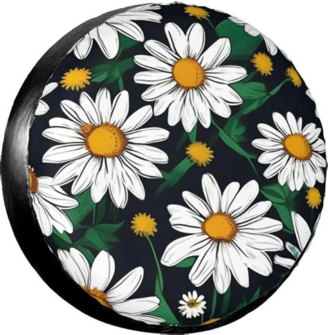 Daisy Flower Spare Tire Cover Waterproof Dust Proof Uv Sun Wheel Tire