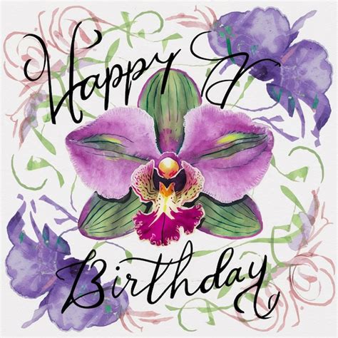 Premium Photo A Birthday Card With A Purple Flower And The Words