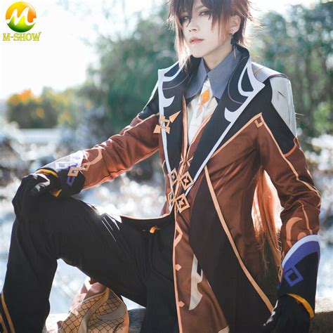 Genshin Impact Liyue Harbor Zhongli Cosplay Costume Game Suit Halloween