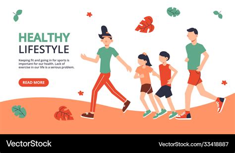 Healthy Lifestyle Horizontal Banner Royalty Free Vector