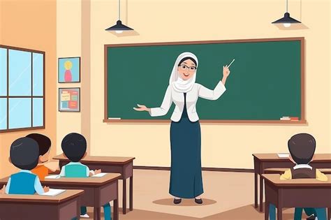 Premium Photo | Islamic Teacher teaching in class room illustration ...