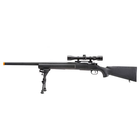 Lancer Tactical Low FPS M24 Bolt Action Spring Powered Sniper Rifle w/ Scope & Bipod (Color ...