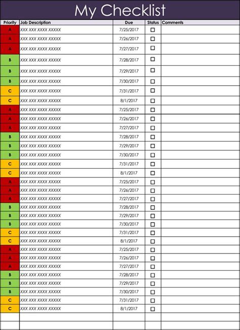 Excel Daily Checklist Template Indoasse