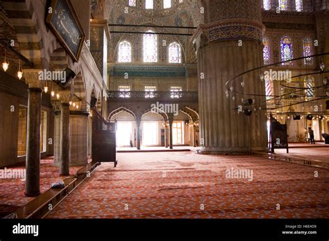 Interiors In Blu Mosque In Istanbul Stock Photo Alamy