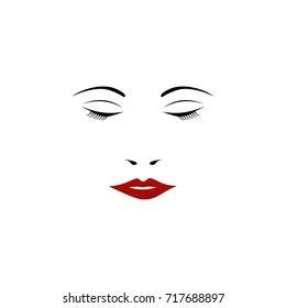 Beautiful Woman Face Red Lips Lush Stock Vector Royalty Free