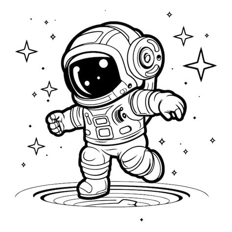 Astronauta En El Espacio Ilustraci N Vectorial En Blanco Y Negro Para