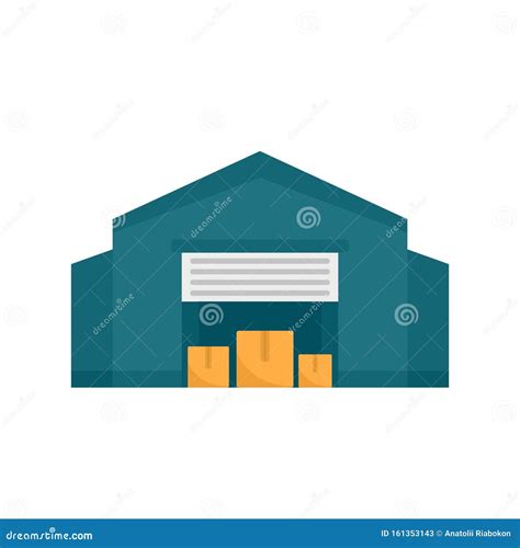 Warehouse Building Icon, Flat Style Stock Vector - Illustration of ...