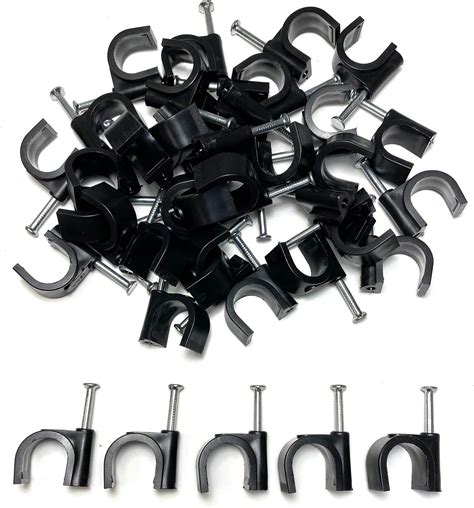 Black Round Cable Clips 16mm 50 Pieces Uk Lighting