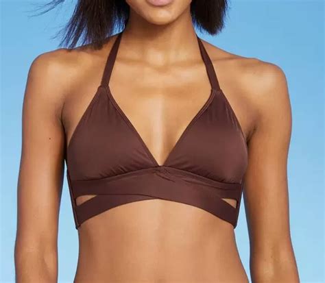 Kona Sol Women S Faux Wrap Bikini Top Brown Ebay