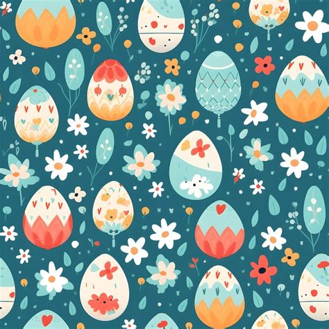 Premium Vector Seamless Pattern With Easter Eggs Rabbits And Flowers