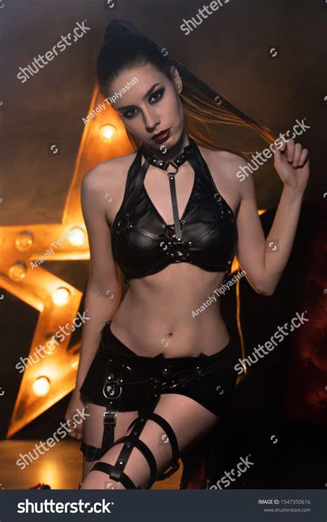 Beautiful Woman Black Lingerie Leather Belt Stock Photo Shutterstock
