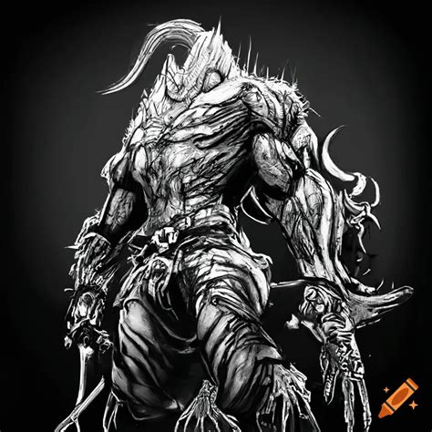 Detailed Black And White Sketch Of Yoshimitsu From Tekken On Craiyon