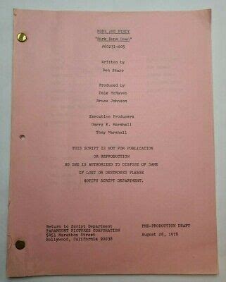 Ebay mork mindy ben starr 1978 tv script henry polic ii mork runs down ...