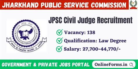 Jpsc Civil Judge Recruitment 2023 Apply For 138 Vacancy