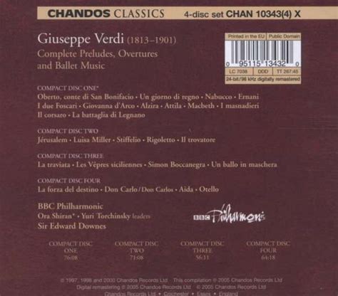 Verdi Complete Preludes Overtures And Ballet Music Edward Downes