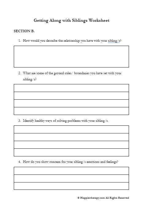 Getting Along With Siblings Worksheet Happiertherapy