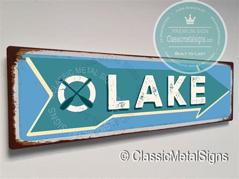 Vintage Style Lake Sign - Classic Metal Signs