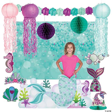 Mermaid Sparkle Photo Backdrop Decorating Kit 16 Pc Oriental Trading